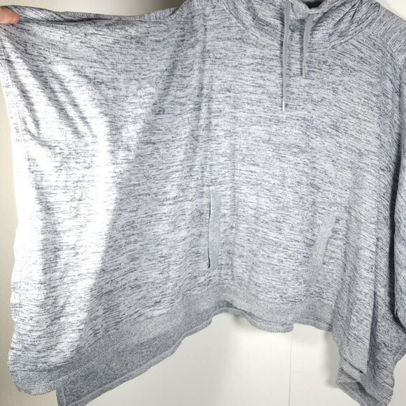 Athleta Women's Gray Blissful Sz M Oversized 3/4 Sleev Poncho Hoodie Sweatshirt - Picture 3 of 9